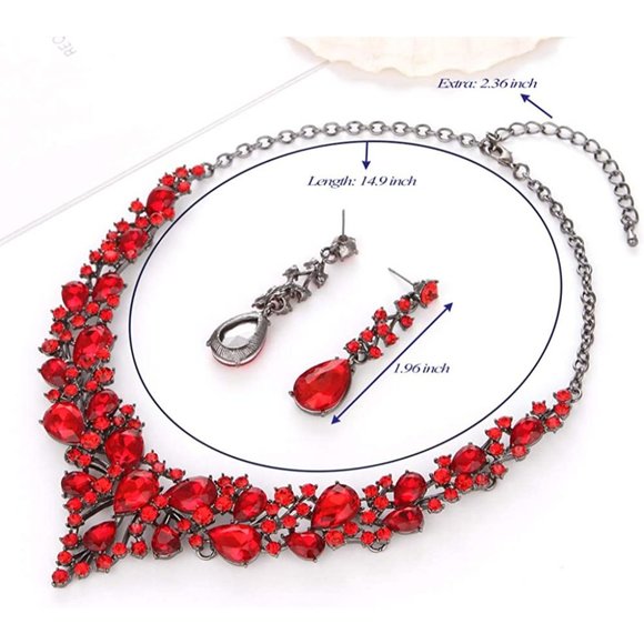 New Molie Bridal Austrian Crystal Necklace and Earrings Jewelry Set Gift… - Picture 10 of 11